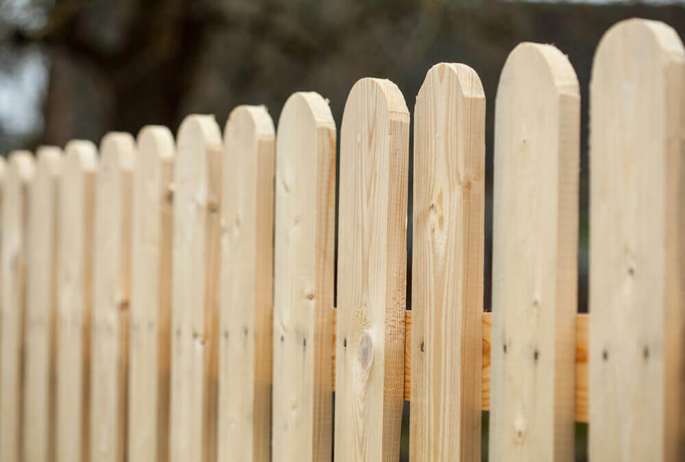 artistic shot along a wooden fence with different levels of focus made by our fencing contractors